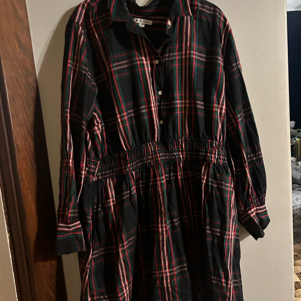 Plaid Button-Up Dress